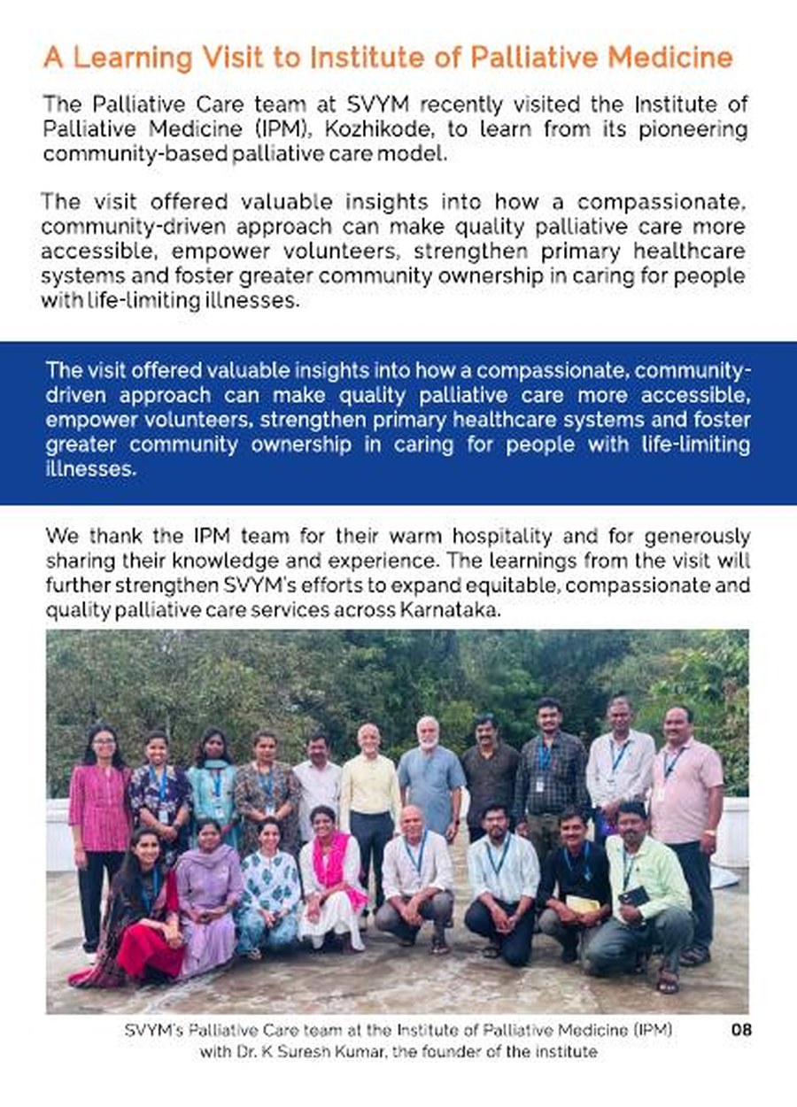 SVYM Palliative Care team at the Institute of Palliative Medicine