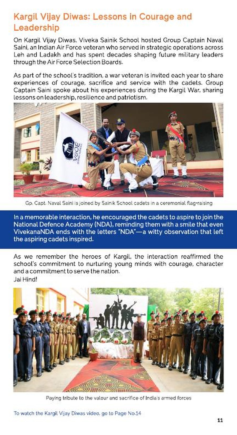 Kargil Vijay Diwas observance at Viveka Sainik School